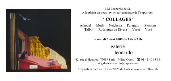 Collages esposizione Parigi dal 5 maggio al 30 maggio